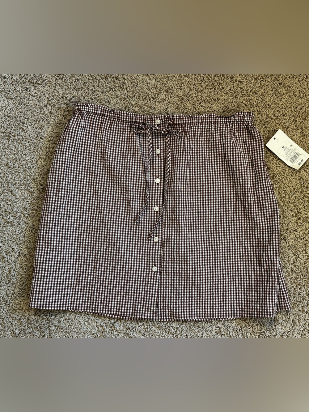 A NEW DAY size MEDIUM Seersucker Brown/White Peplum Hem Top & Skirt NEW! - Picture 7 of 15